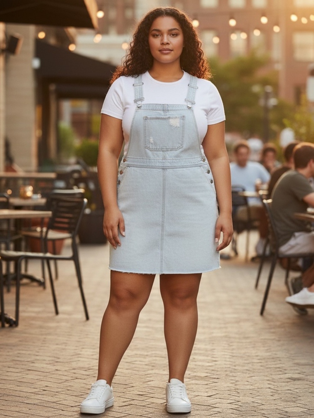 Wild Fable Women's L Bib Overall Dress Jean Denim Light Wash Raw Hem Cotton